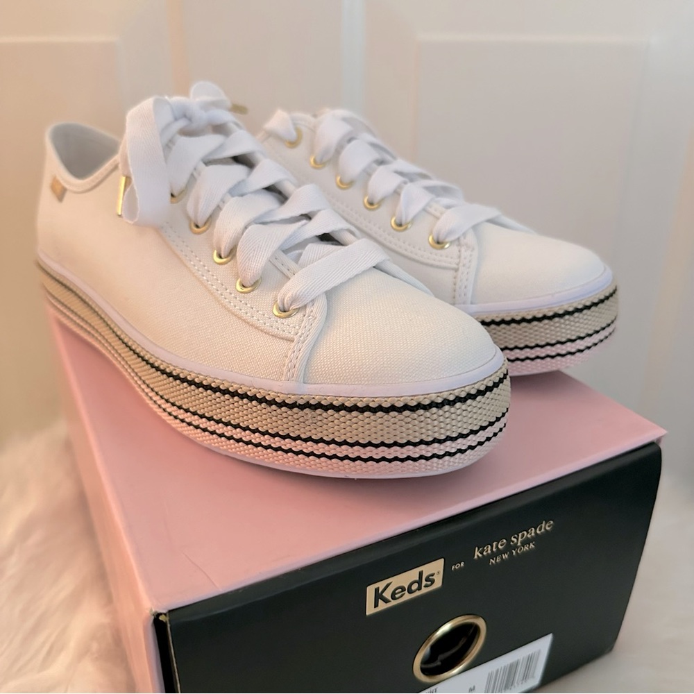 Keds X Kate Spade Triple Kick White Sneakers - Size 8